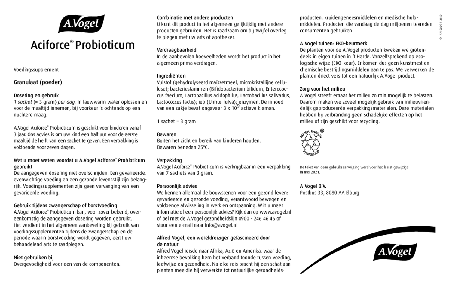 Aciforce Probioticum Sachets afbeelding van document #1, gebruiksaanwijzing